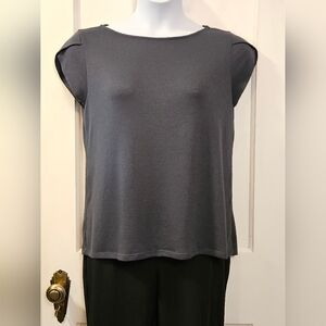 Market & Spruce Button Back Dark Grey Women's Knit Top - Size Large
